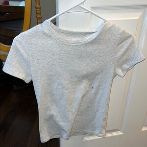 Gray Ribbed Short Sleeve T-Shirt